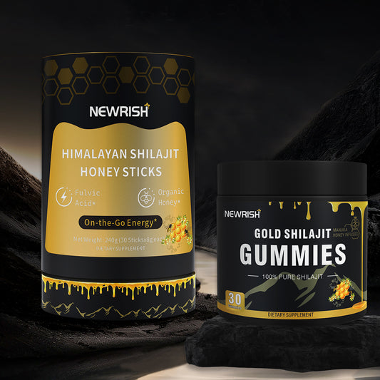 NewRish Ultimate Wellness Combo: Shilajit Honey Sticks &amp; Golden Cubes